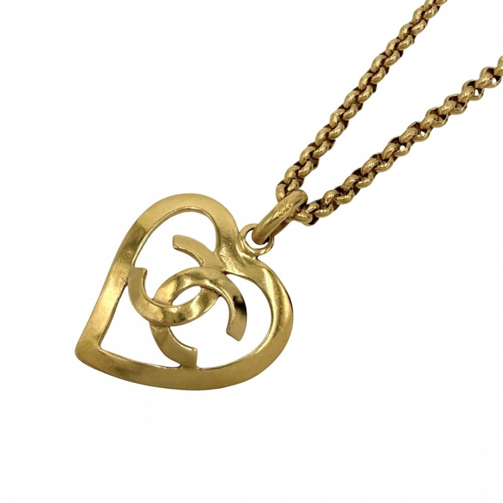 Chanel Necklace for Women, Coco Mark Heart Design, Vintage Chain, CHANEL GP G...